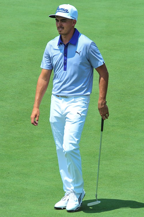 Rickie Fowler on 18 at 96th PGA Championship at Valhalla Golf Club in Louisville, Kentucky