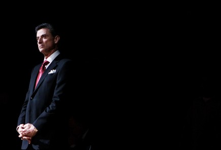 Louisville head coach Rick Pitino looks on before the start of the game as the Louisville men&#039;s basketball team took on Villanova at the KFC Yum! Center Wednesday January 25, 2012. Louisville won the game 84-74. Photo by Jeff Sainlar