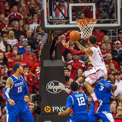 Peyton Siva posterizes Nerlens Noel on the drive to the basket.