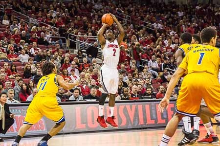 Russ Smith takes another open three pointer.