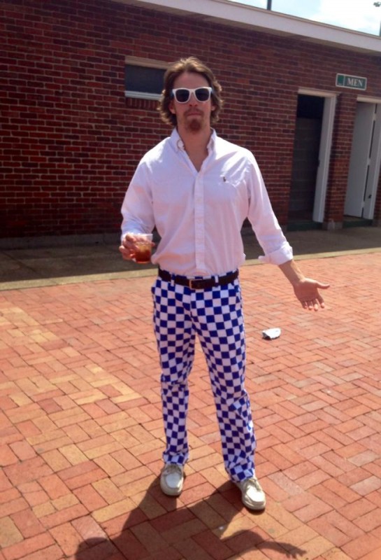 Checkered pants in the infield.