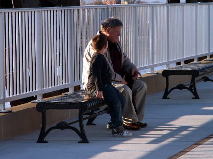 Benches placed along the bridge allow for moments like this.