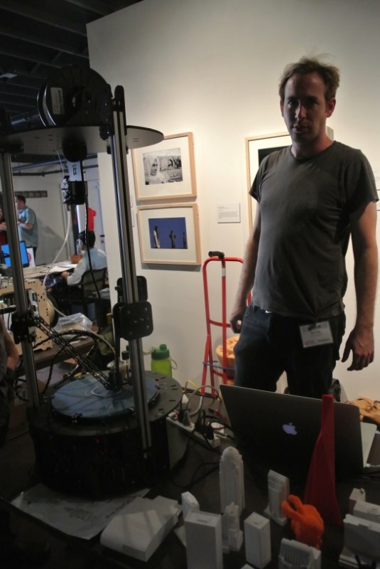 Lvl1 member Christopher Cprek demonstrates 3D printing
