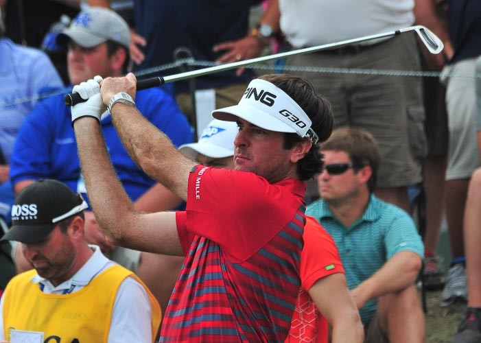 Bubba Watson tees of from tenth day one of qualifing rounds for the 96th PGA Championship at Valhalla Golf Club