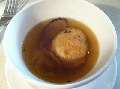 Warm Consomme with Chicken-Fennel Mousse