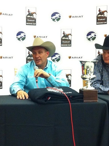 Shawn Flarida answers questions at the press conference held after the CRI3*.