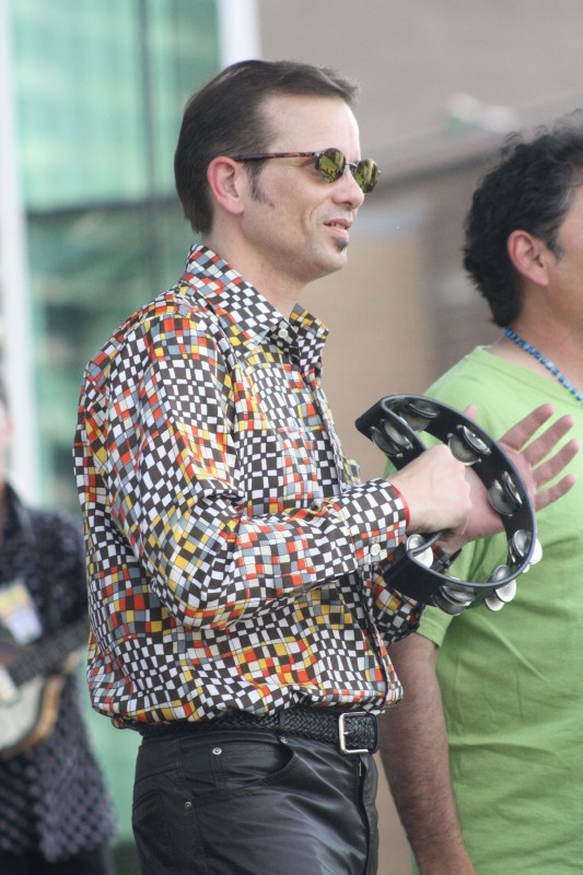 Andrew Ratliff helps out with percussion