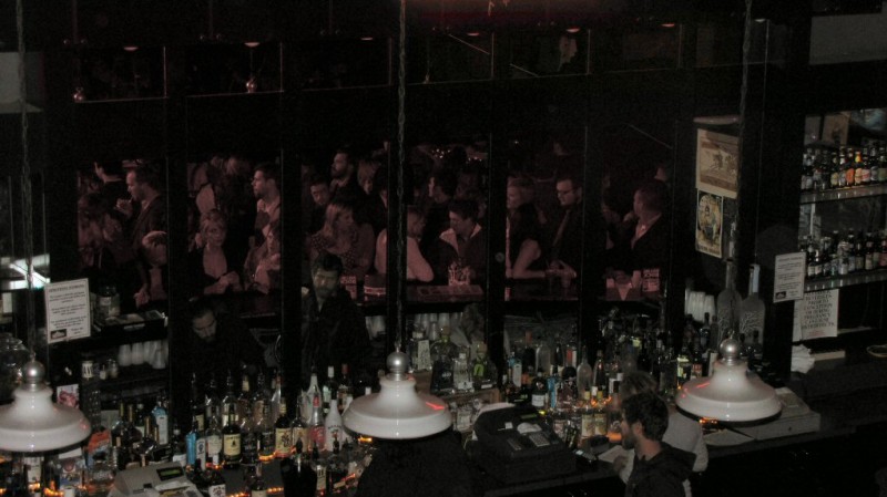 Mirror behind the bar