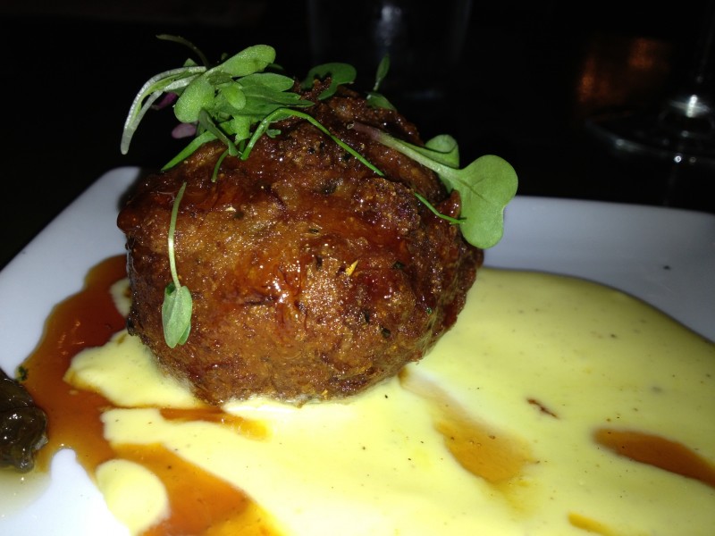 lobster hush puppy, lemon hollandaise, blood orange gastrique
