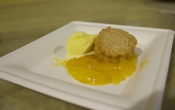 Peach Cobbler with Black Pepper Biscuit and Buttermilk Ice Cream, Jack Fry&#039;s