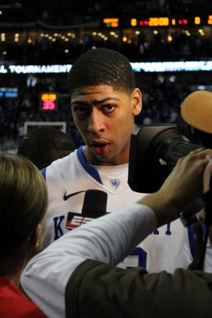 Davis being interviewed by ESPN.