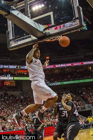 Chane Behanan finishes an alley-oop.