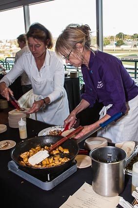 Lilly&#039;s Bistro with Chef Kathy Cary (right) prepared Sweet Potato Gnocchi with Newsome Preacher Ham