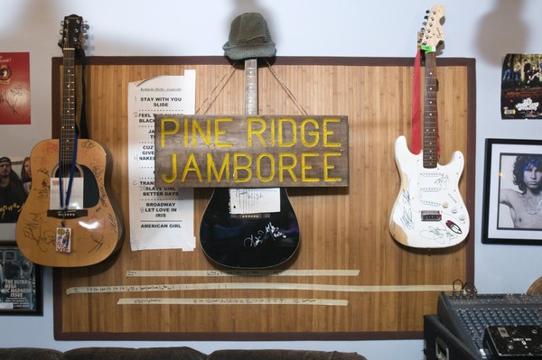 The control room is decorated with autographed guitars and signage, Thursday, July 26, 2012, at Liquid Sound Studios in Greenville, Ind. (Photo by Brian Bohannon)