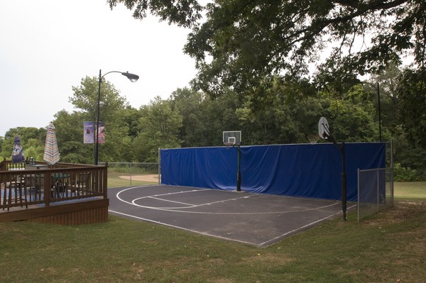 A basketball court, one of the many amenities found at the 8-acre musicians&#039; compound, Thursday, July 26, 2012, at Liquid Sound Studios in Greenville, Ind. (Photo by Brian Bohannon)