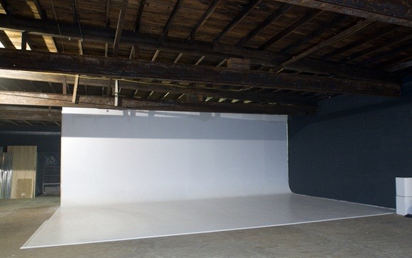 Photographer John Krause&#039;s 32&#039; x 12&#039; x 28&#039; infinity wall in the 13,000-sq.-ft. building that is the future home of Liquid Sound Studios, Thursday, July 26, 2012, on Corydon Pike in New Albany, Ind. (Photo by Brian Bohannon)