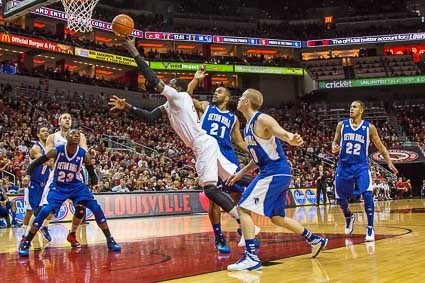 Montrezl Harrell goes strong to the hoop.