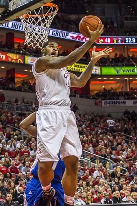 Chane Behanan goes for a reverse lay-up.