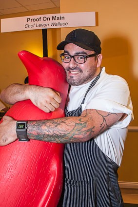 Proof on Main&#039;s Chef Levon Wallace with the signature penguin