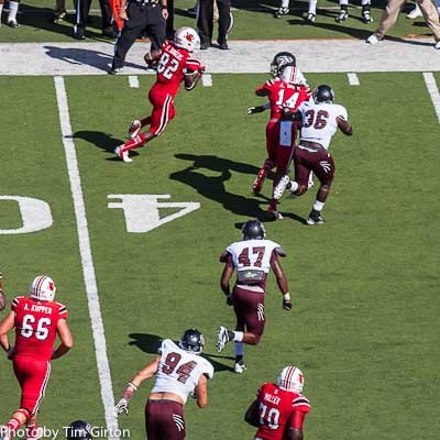 Eli Rogers runs to the sideline