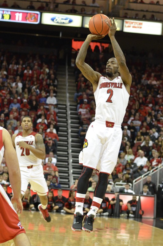 Senior Guard Russ Smith goes up for a three