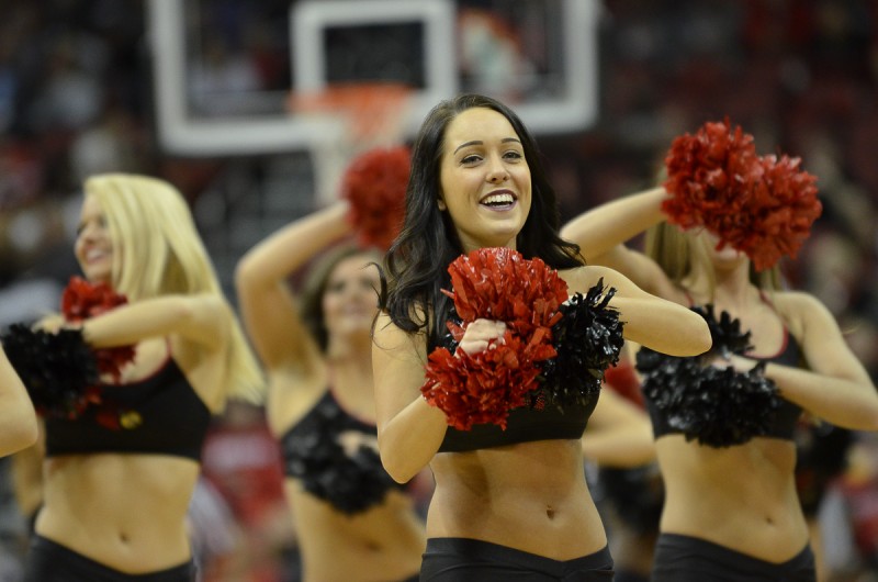 The dance team performs during a time out