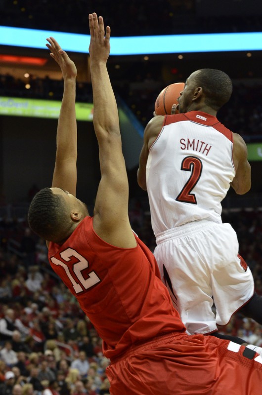 Russ Smith shoots a layup