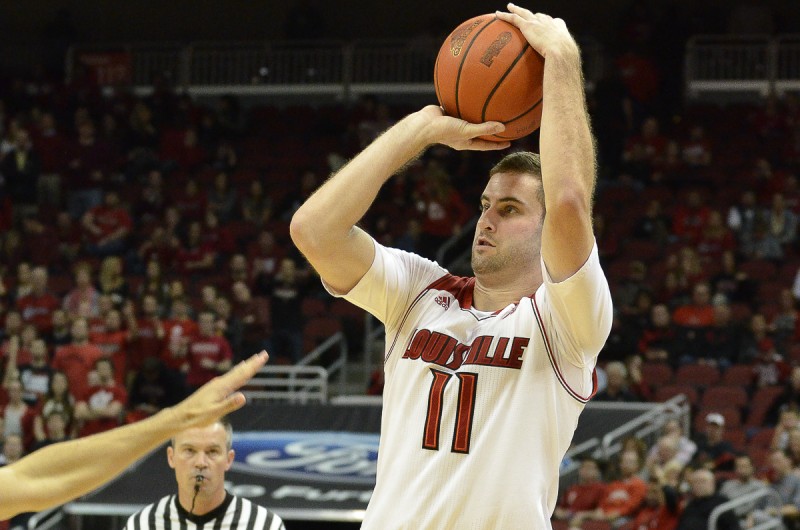 Luke Hancock shoots a three pointer