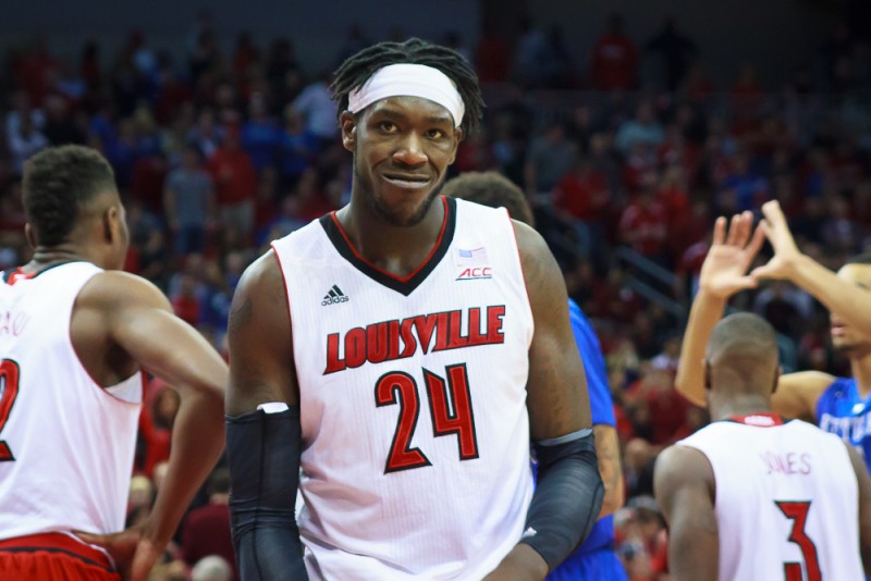 Montrezl Harrell reacted to a foul call.