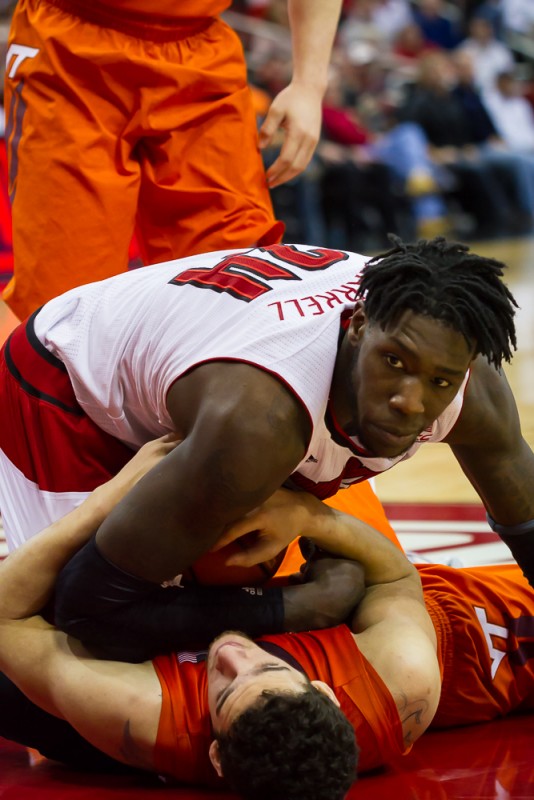 Montrezl Harrell dove for a loose ball.