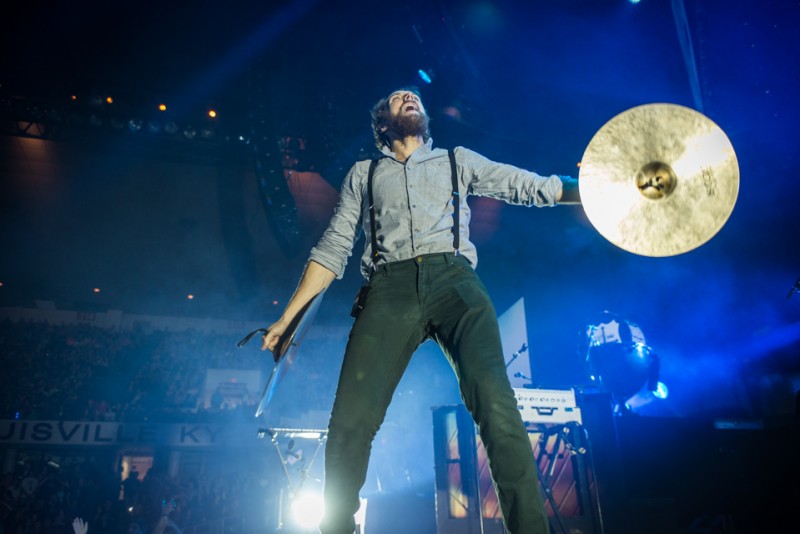 for KING &amp; COUNTRY clanging cymbals together.