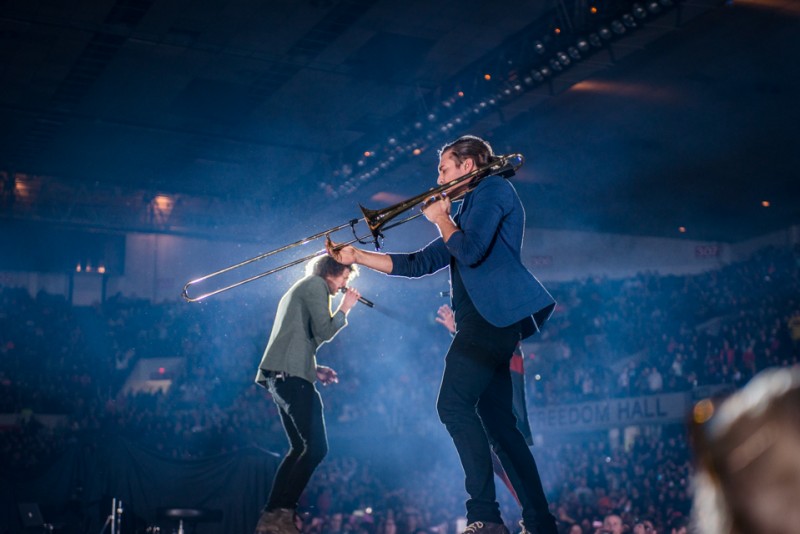 Trombones playing during for KING &amp; COUNTRY.