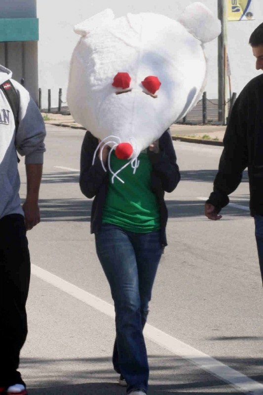 The best job at the Rat Parade - getting to wear the rat head