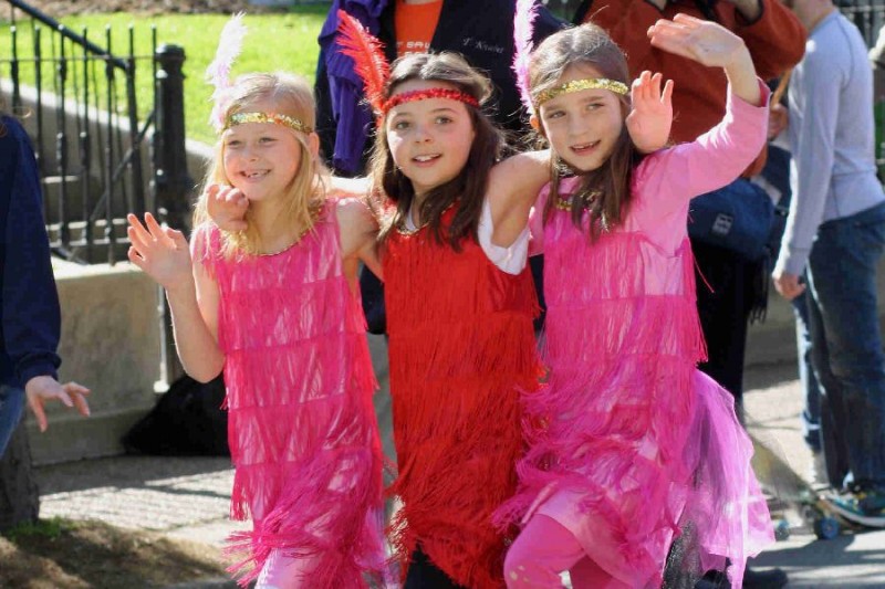 These three young ladies brought Vegas to Louisville during the parade