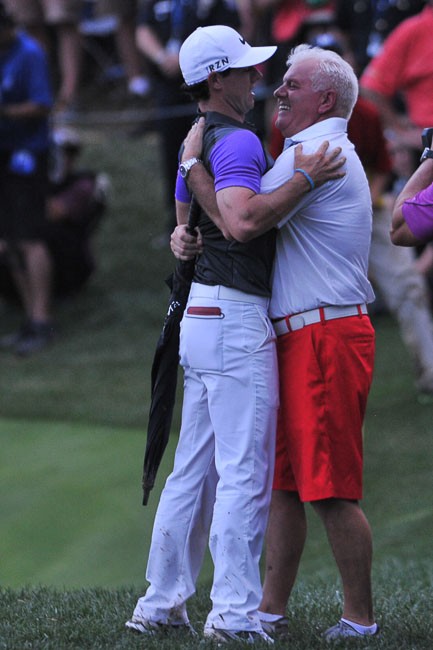 Rory McIlroy and his father Gerry McIlroy after celebrate winning the 2014 PGA Championship, at Valhalla Golf Club, on August 10, 2014 in Louisville, KY