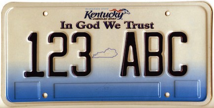 "In God We Trust" Kentucky license plate