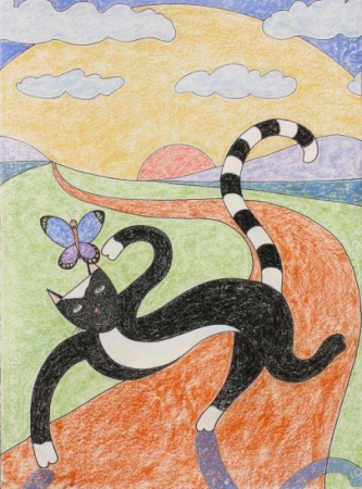 Jospeh McGee displays his illiustrations for "The Amazing Mr. Duke" at the Waysi