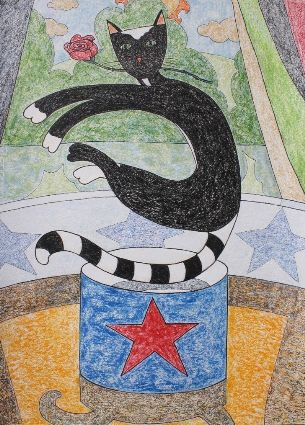 Joeseph McGee's original print of "The Amazing Mr. Duke" performing in Diego's circus  Joeseph McGee's original print of "The Amazing Mr. Duke" performing in Diego's c