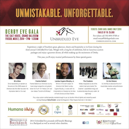 Unbridled Eve Gala for The Kentucky Derby at The Galt House Hotel in Louisville,