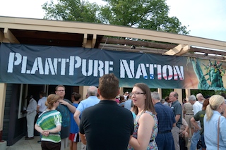 Grassroots rally draws filmaker, author and many supporters of a plantpure diet.