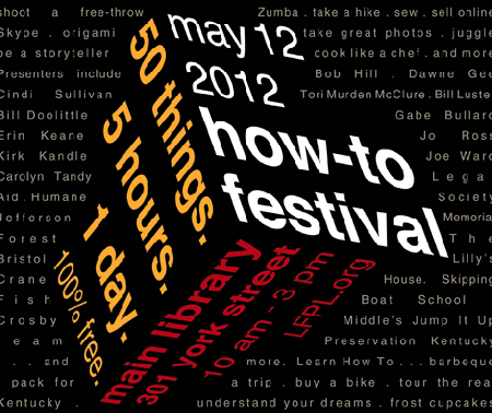 Free "How-to Festival" at Library main branch: Learn to do 50 things:5 hours 1 d